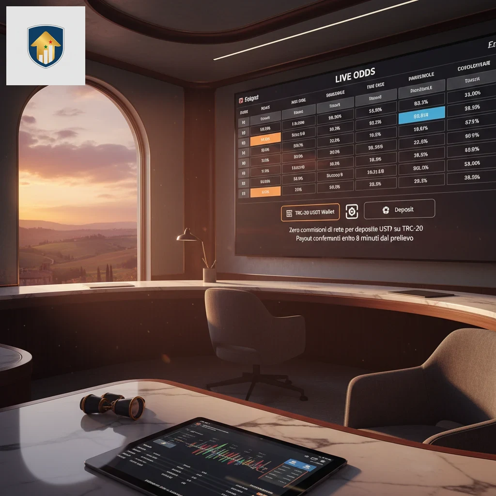 Piattaforma sportiva con quote calcio e pagamenti blockchain Tether